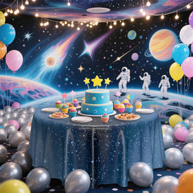 APUXXJUPA waterproof plastic material protects tables during celebrations.