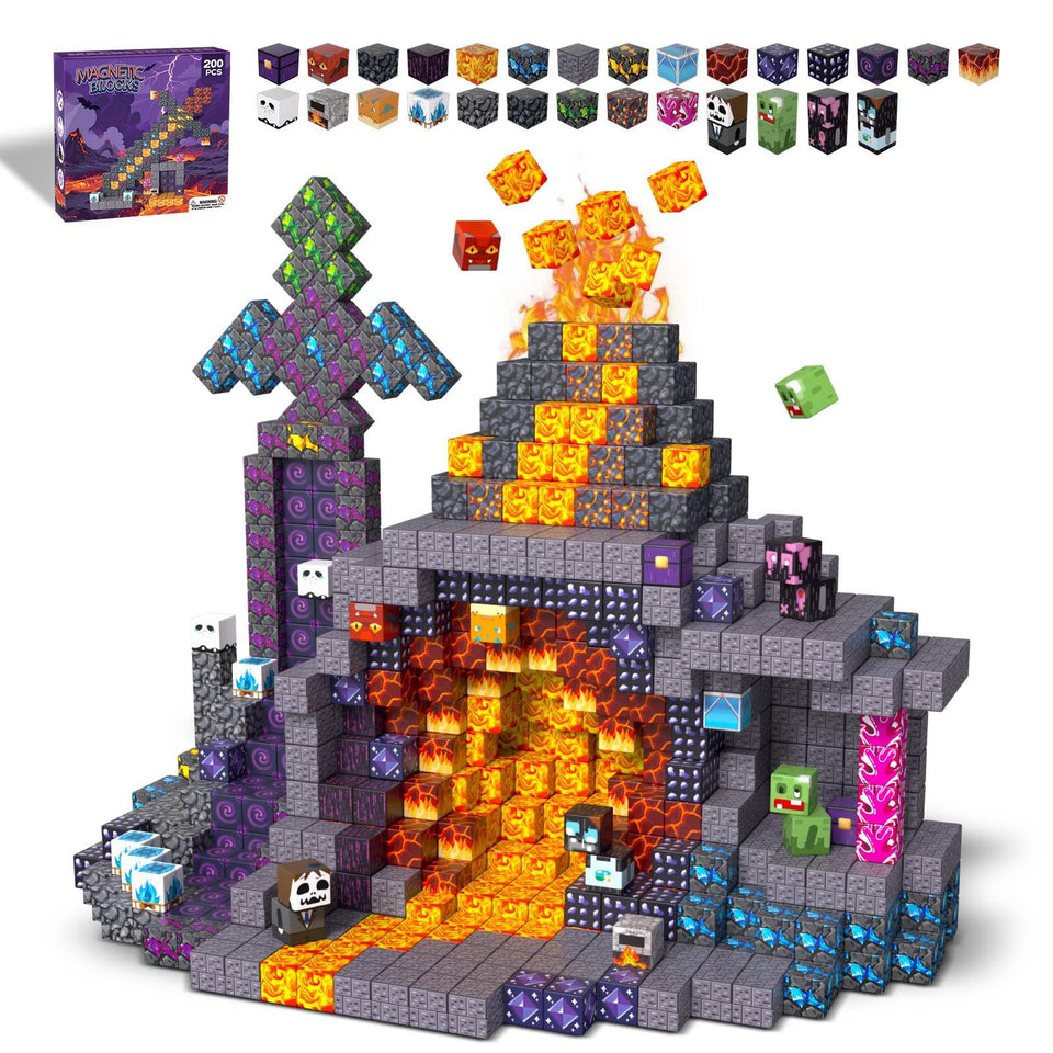 apyr aoma 200pcs magnetic blocks with volcanic adventure for imaginative building