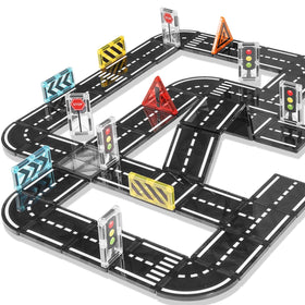 APYR AOMA magnetic tiles road expansion 48 pcs enables endless road-building play and creativity.