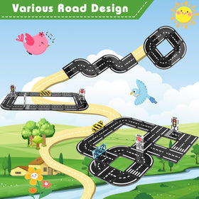 APYR AOMA magnetic tiles road pieces closeup shows durable ABS construction for safe play.