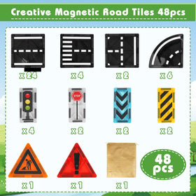 APYR AOMA magnetic tiles road safe durability emphasizes kid-friendly design and reliable use.