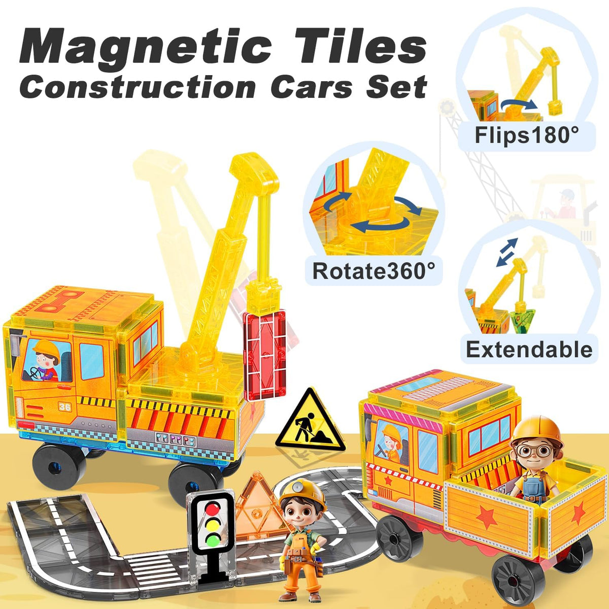 Apyr Aoma magnetic tiles truck builder encourages bigger structures and imaginative play