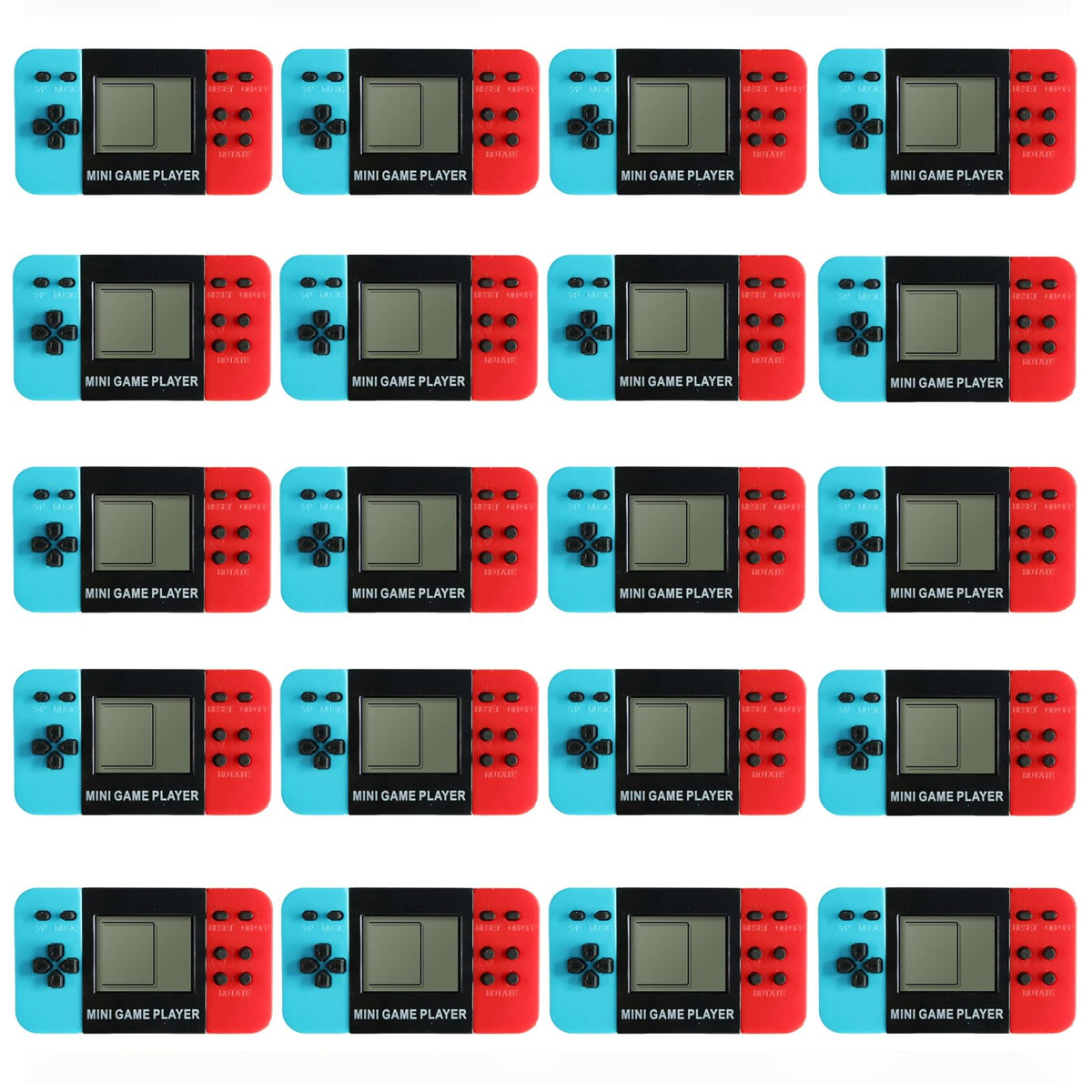 APZ 20 mini video game keychains, perfect for backpacks and goody bags.