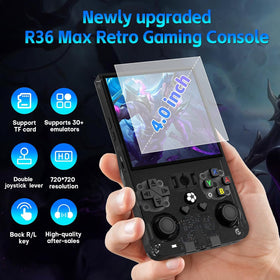 AQHH R36MAX 4.0 inch IPS screen delivers crisp handheld visuals for retro titles.