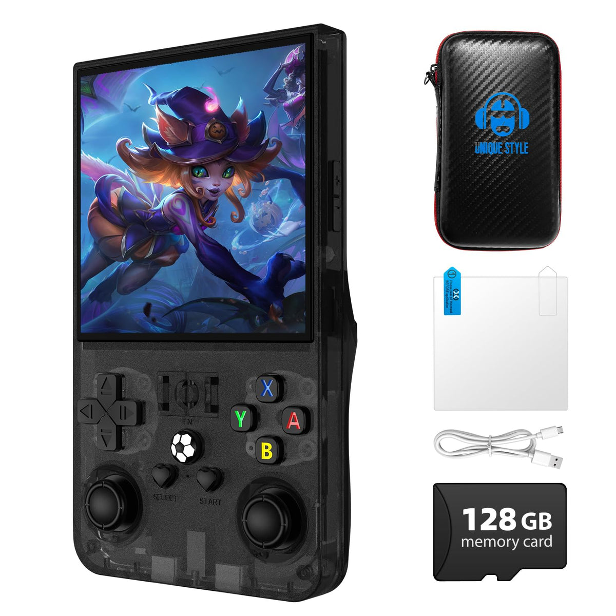 AQHH R36MAX handheld console front view, compact retro design for on-the-go gaming.