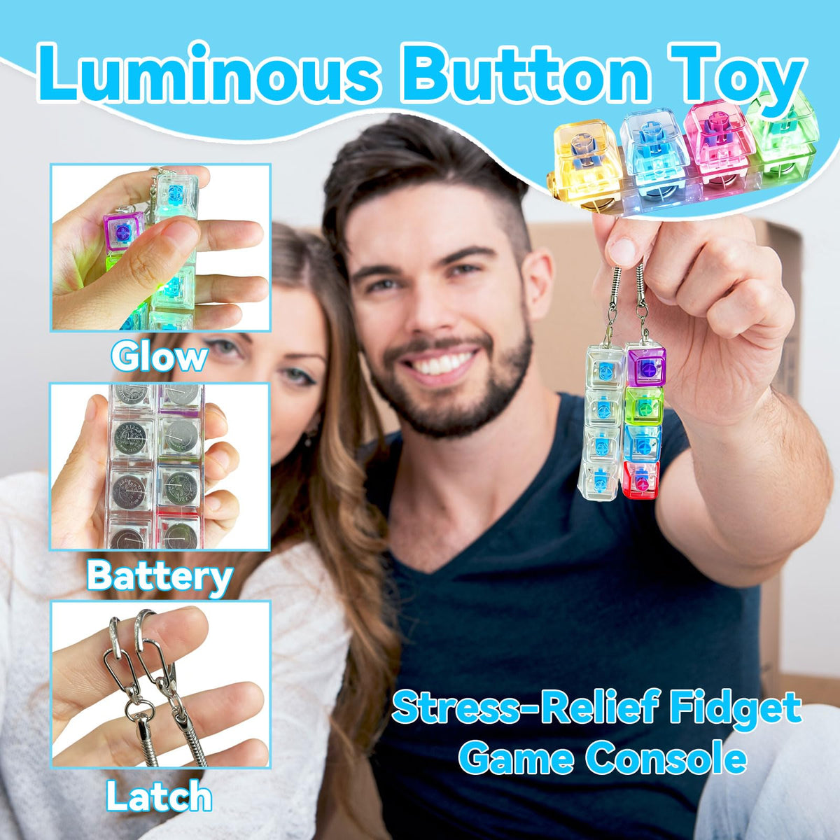 AQOLAOT press-action keyboard fidget with built-in lights for sensory feedback.