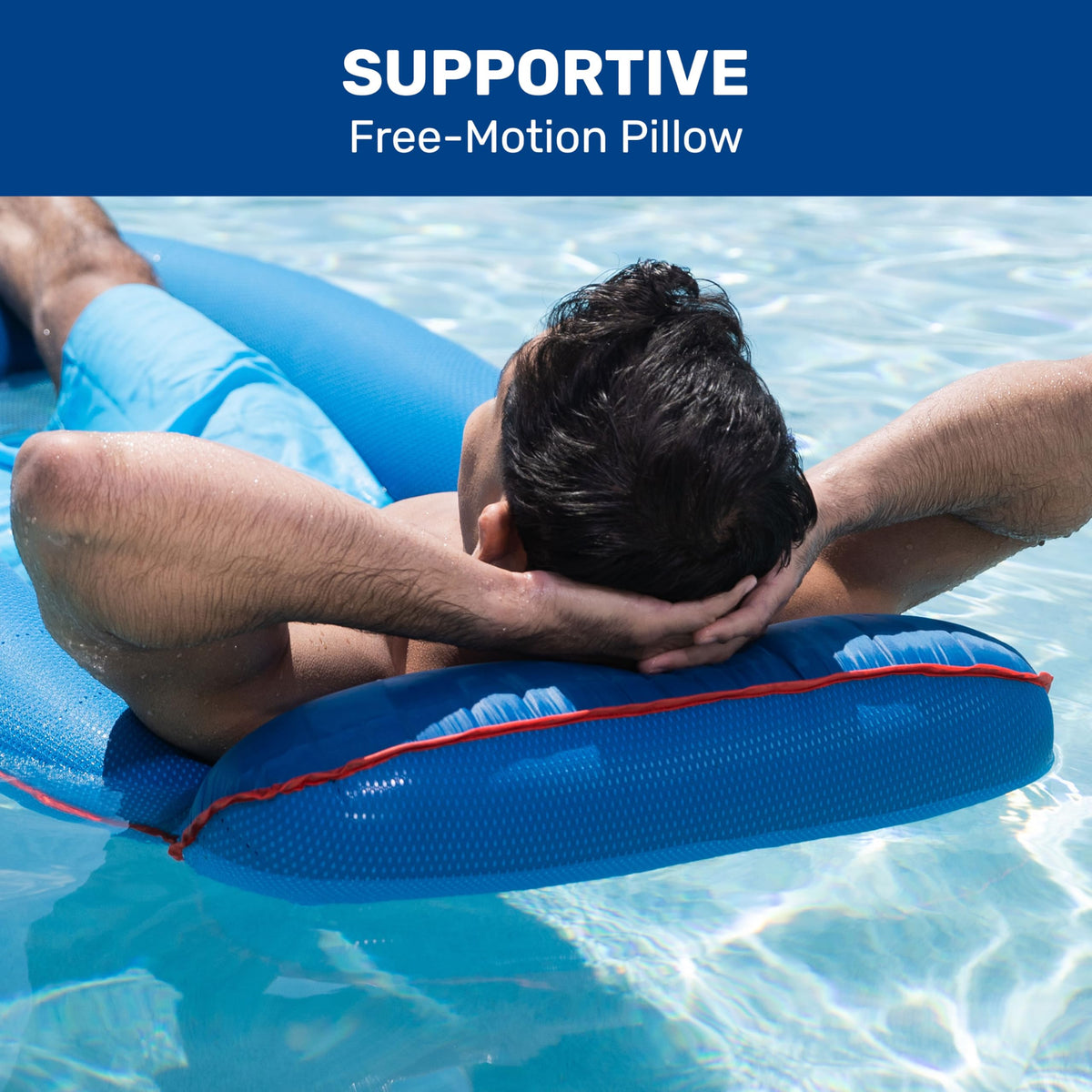 Aqua Leisure Aqua Comfort footrest detail demonstrates ergonomic balance on water.