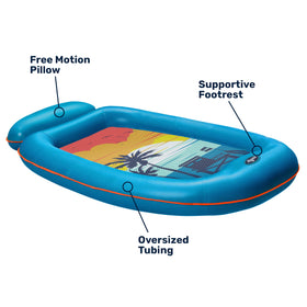 Aqua Leisure Aqua Comfort packable design shows quick inflation and easy storage.