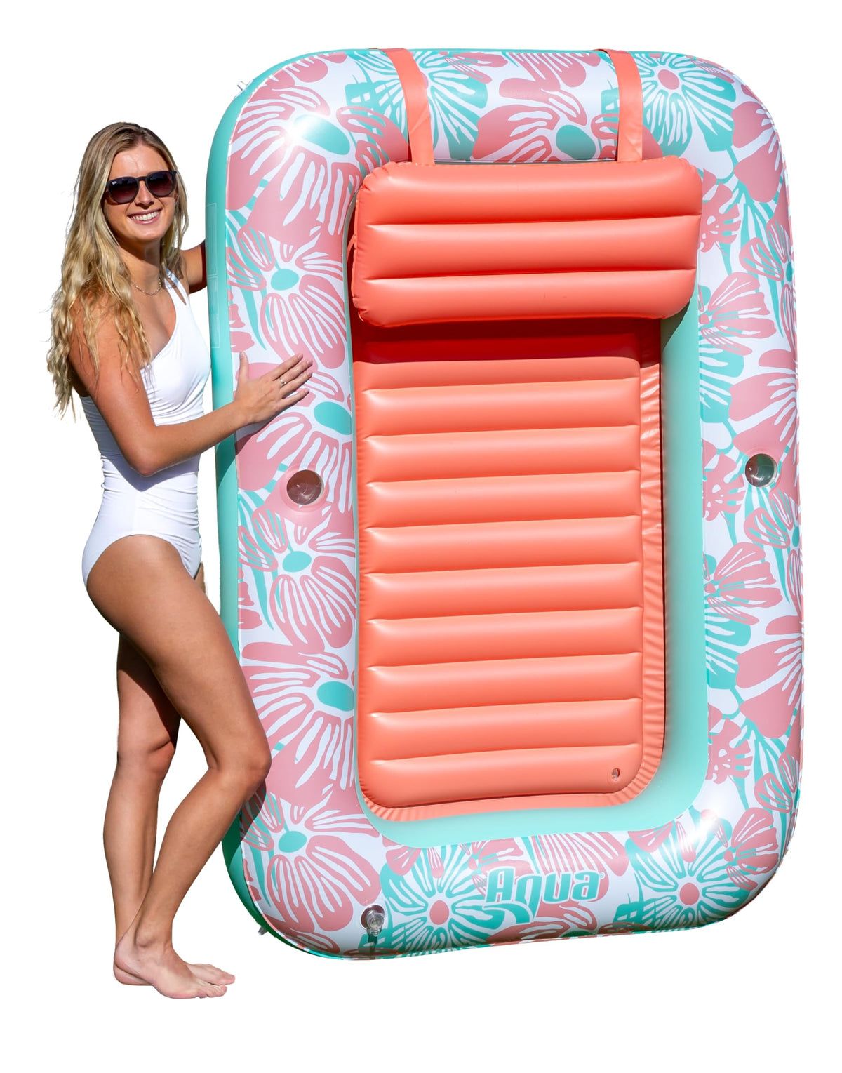 Aqua LEISURE Aqua Inflatable Tanning Pool Lounger large, ideal for poolside sunbathing and relaxation.