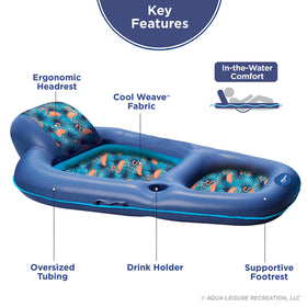 Aqua LEISURE Aqua Luxury Water Lounge backrest provides full upper-body support for relaxation.