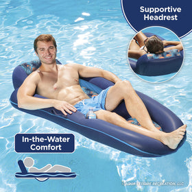Aqua LEISURE Aqua Luxury Water Lounge cup holder keeps beverages within easy reach.