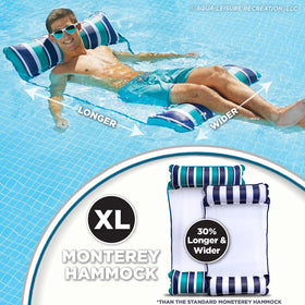 Aqua Original Monterey Hammock XL serves as exercise saddle, chair, hammock, or drifter.
