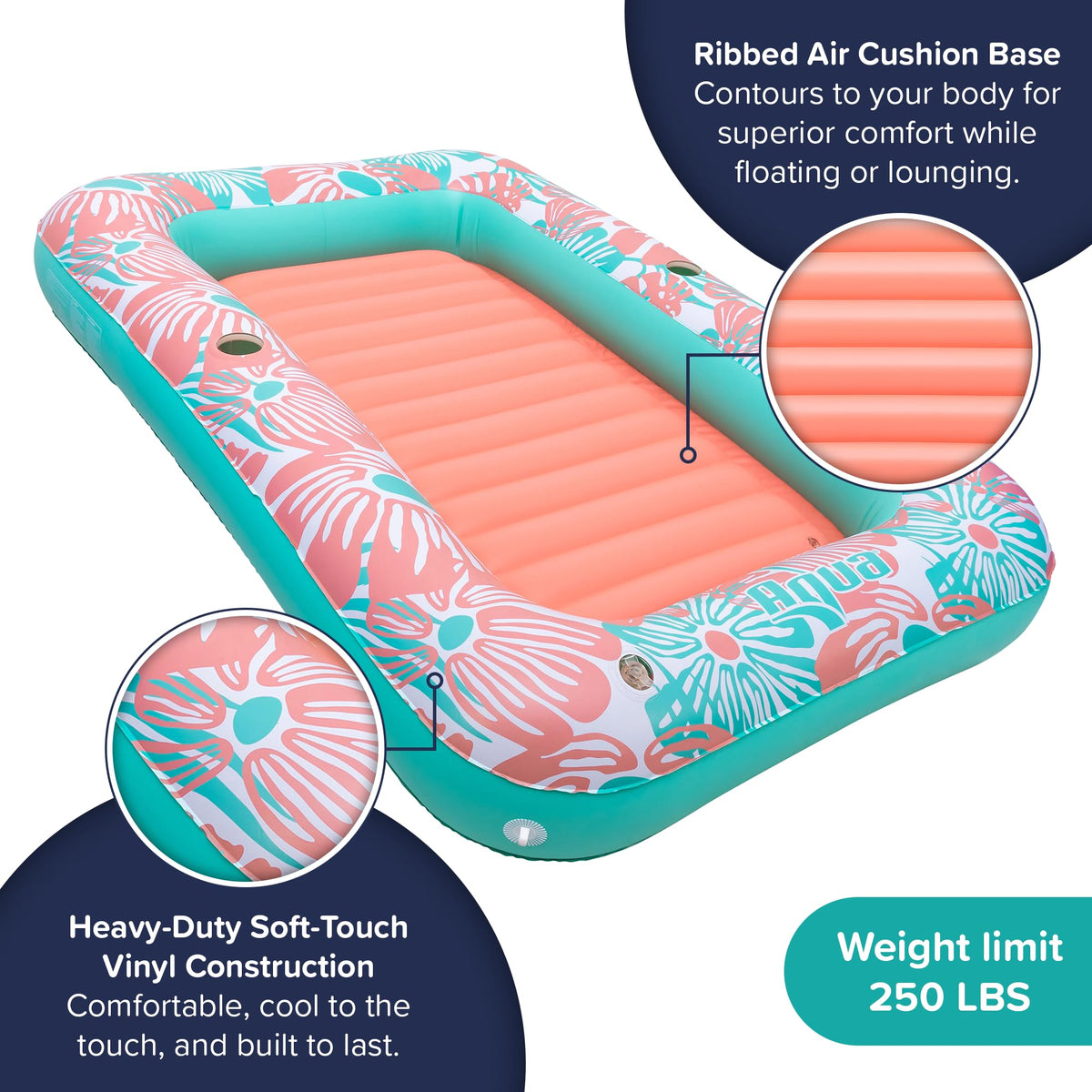 Aqua LEISURE Built-in cupholders keep drinks within easy reach.