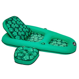 Aqua Leisure Campania water lounger with teal fabric cover for pool lounging