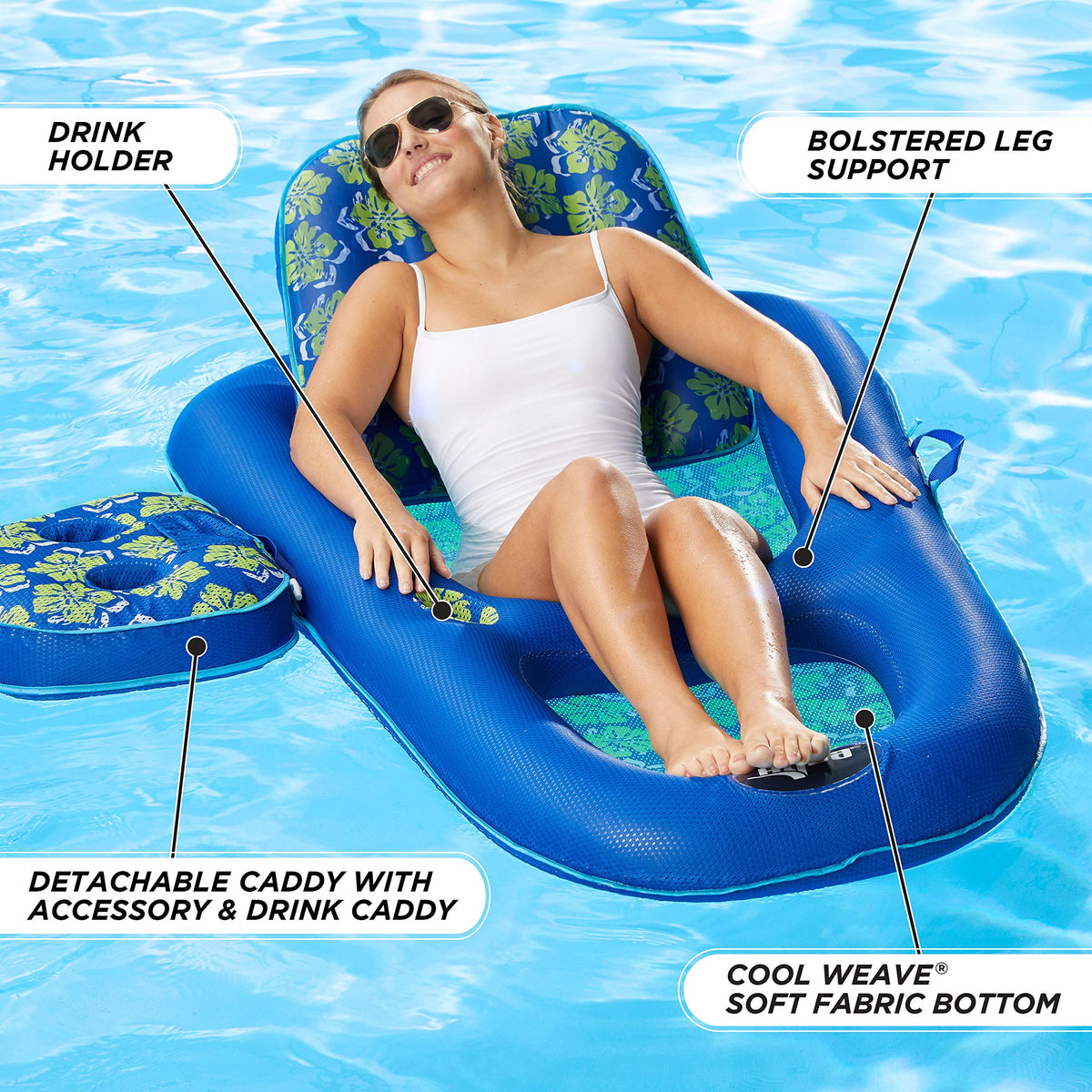 Aqua Campania Ultimate 2-in-1 Pool Float Lounge folds for easy transport and storage.