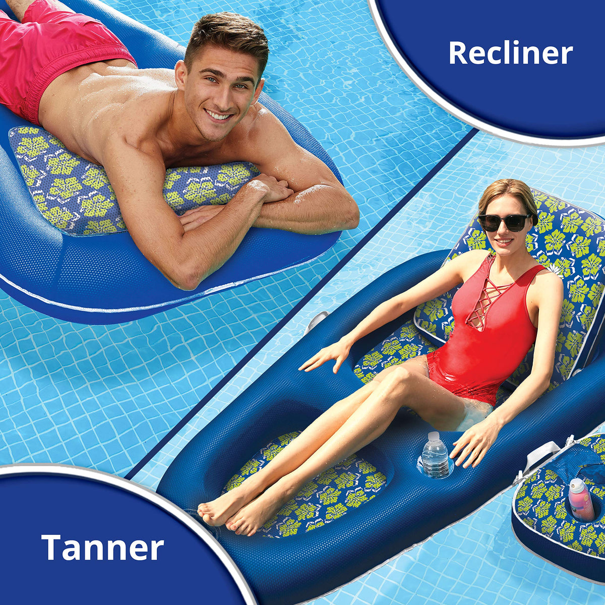Aqua Campania Ultimate 2-in-1 Pool Float Lounge Soft CoolWeave fabric for breathable cooling.