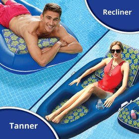 Aqua Campania Ultimate 2-in-1 Pool Float Lounge Soft CoolWeave fabric for breathable cooling.