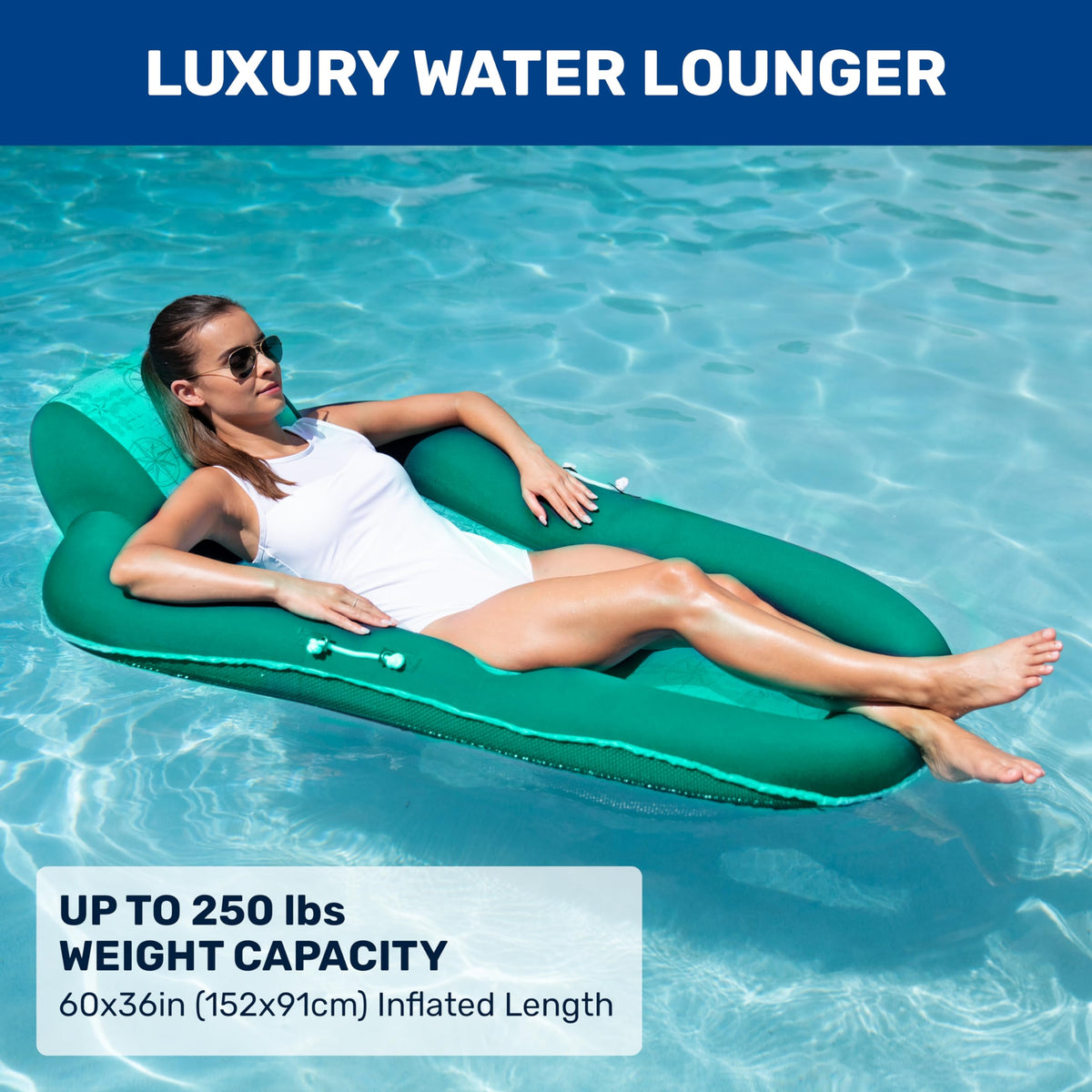 Aqua Leisure headrest-backrest pool lounger for comfortable lounging in the sun.