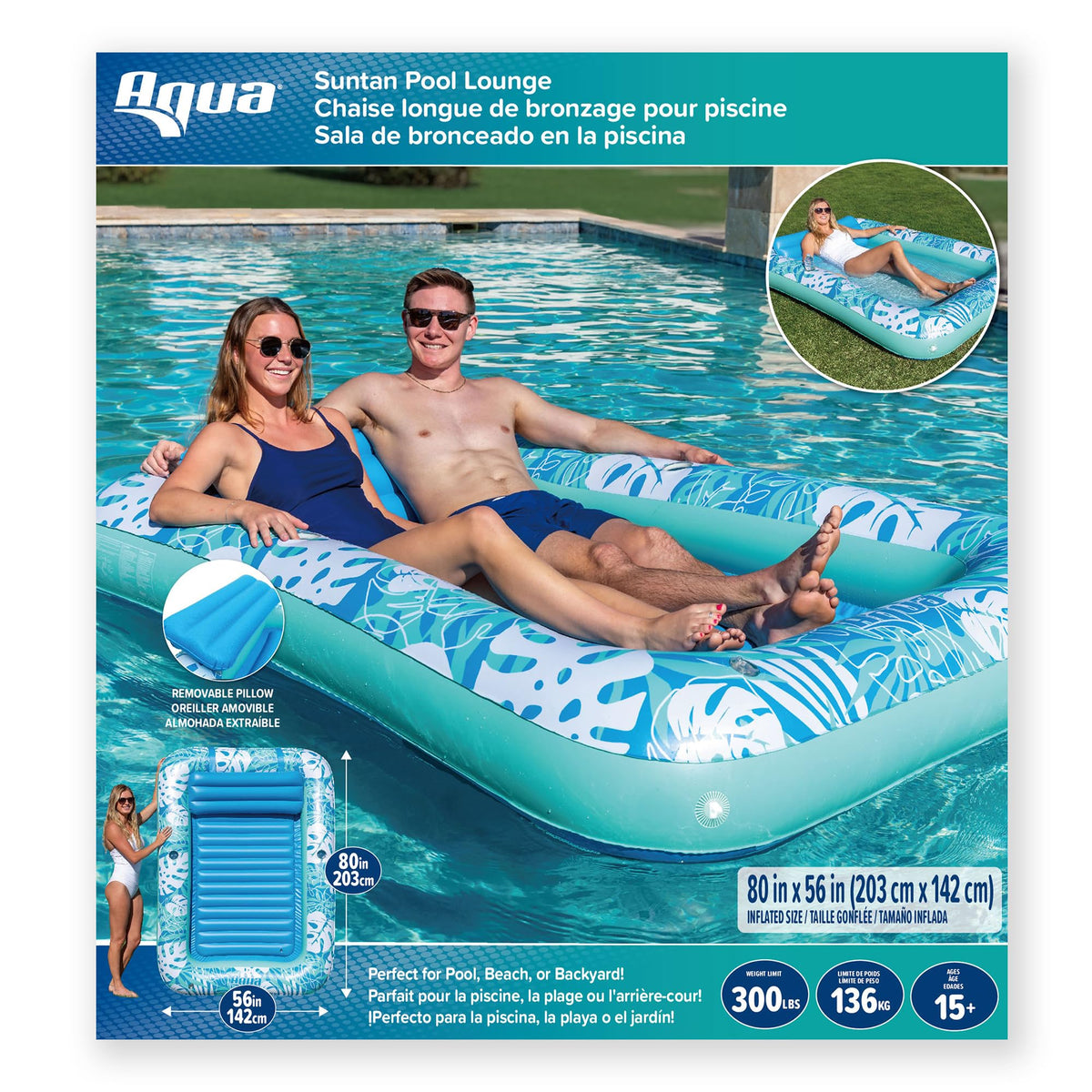 Heavy-duty soft-touch vinyl stays cool to the touch and lasts outdoors.