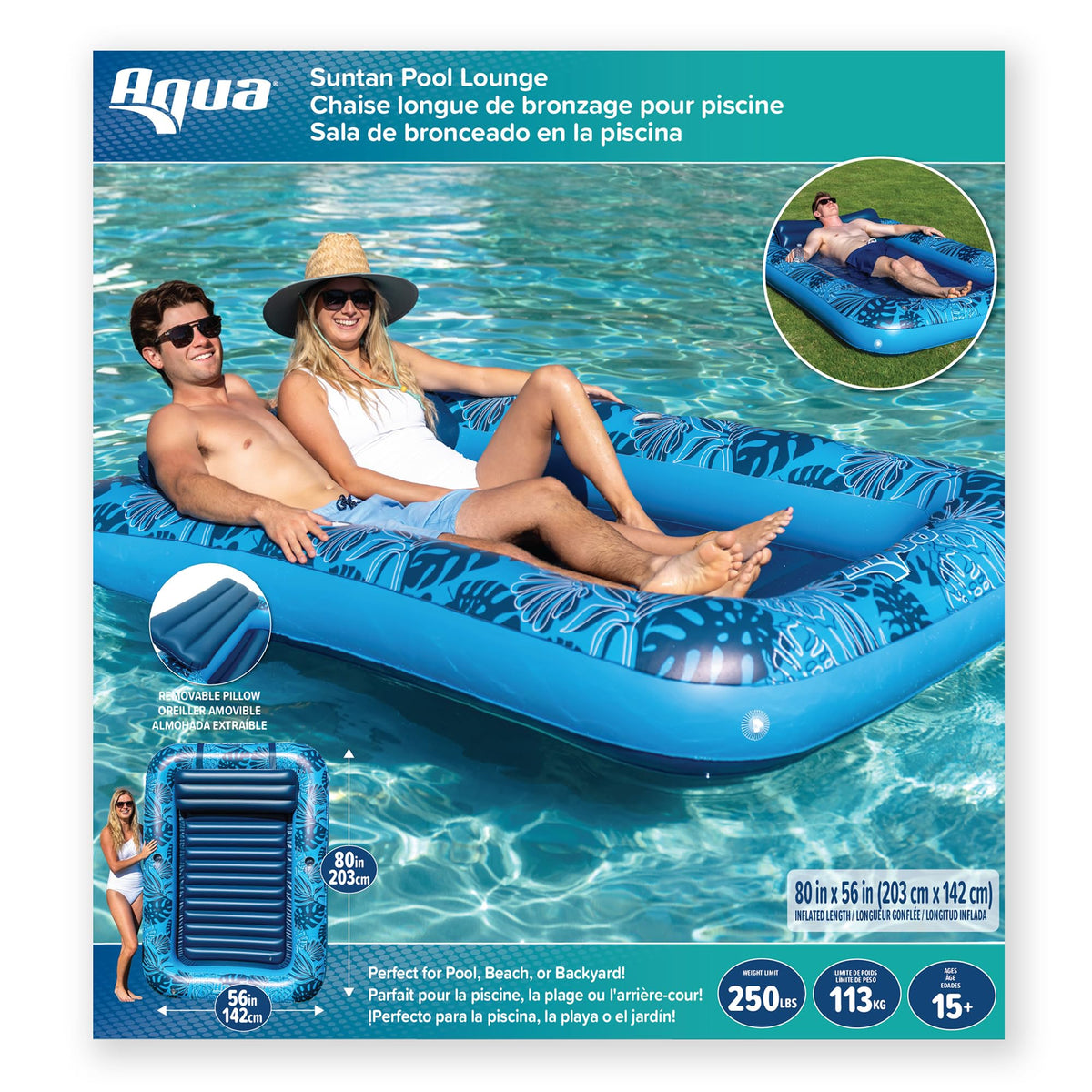 Aqua LEISURE heavy-duty vinyl feels cool to the touch and lasts.