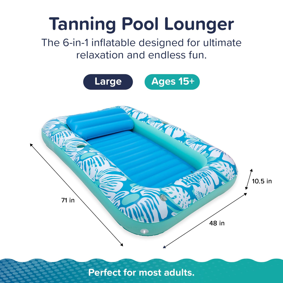 Aqua LEISURE large pool float with removable pillow for neck support