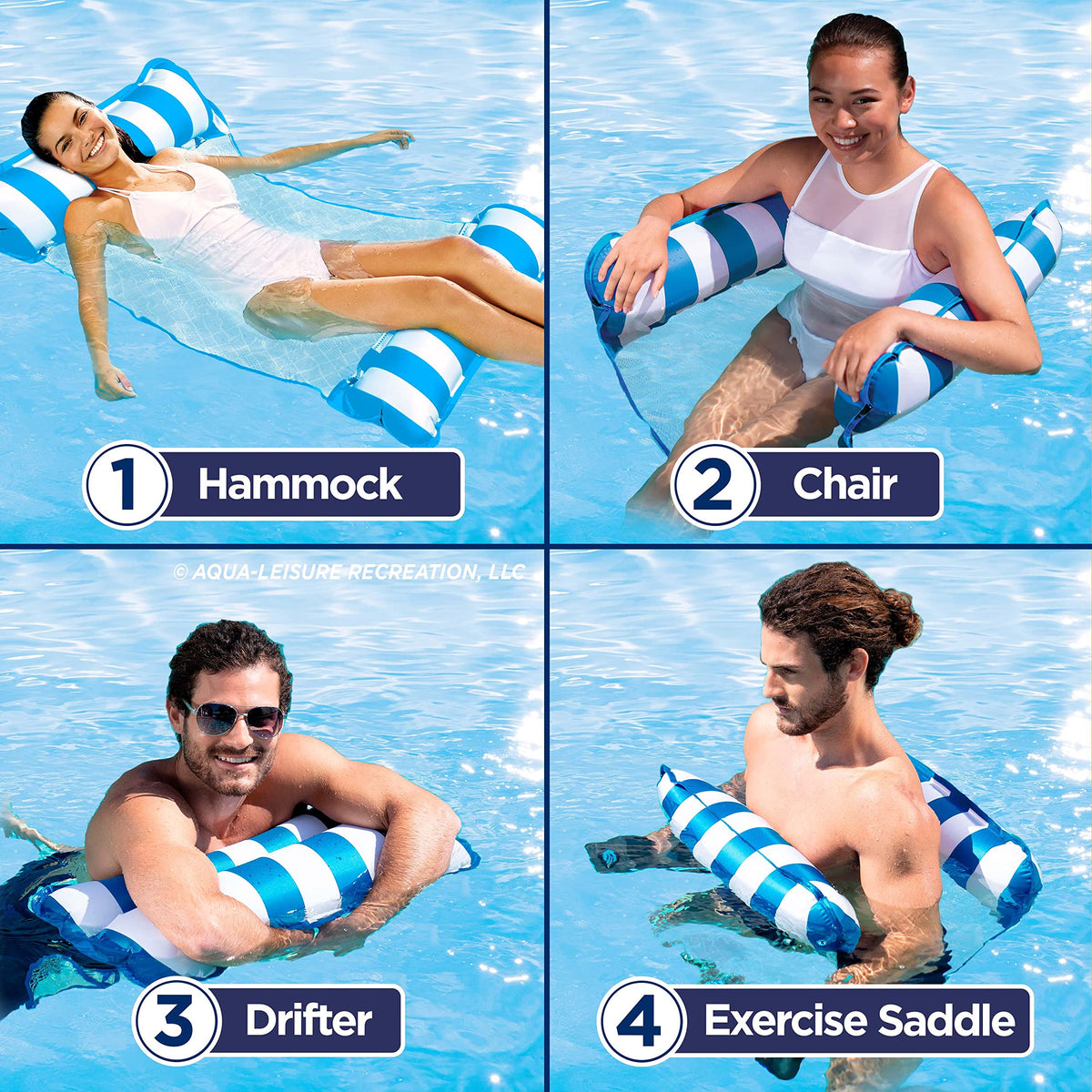 Monterey lounge mode setup for relaxed seating on Aqua LEISURE float