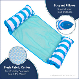 Aqua LEISURE Monterey hammock pool float in navy and white stripe for social pool time