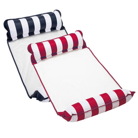Aqua LEISURE Monterey hammock pool float in navy for relaxed water lounging.