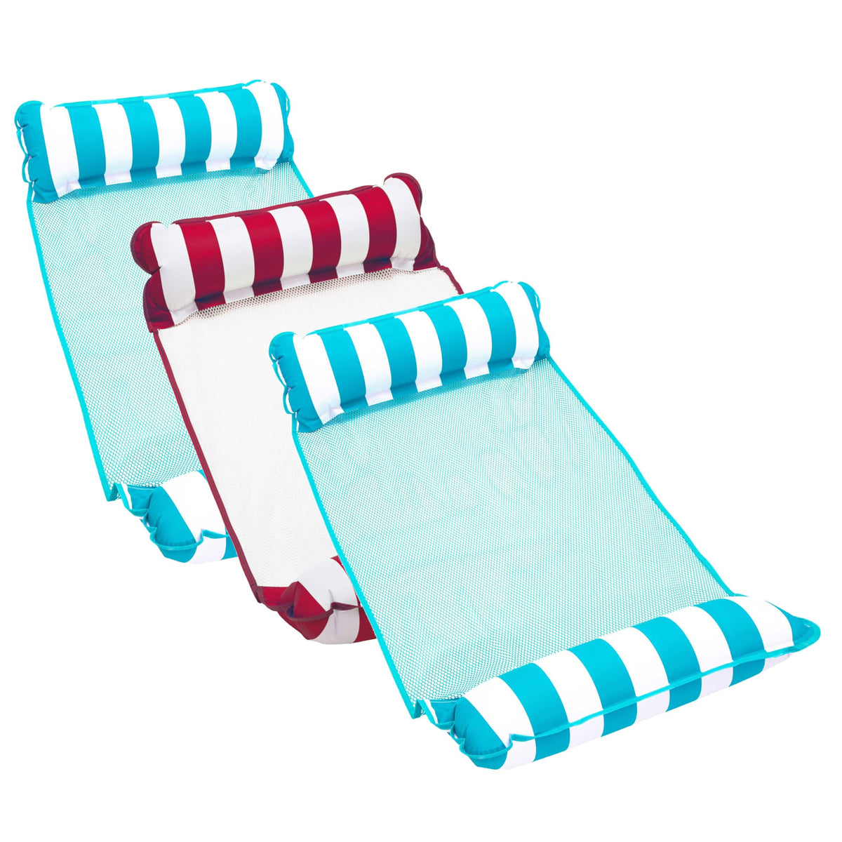 Aqua Leisure Monterey Hammock Pool Float three-pack front view for relaxing pool time.