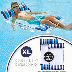 Aqua LEISURE Monterey Hammock XL non-stick PVC material ensures durable comfort.