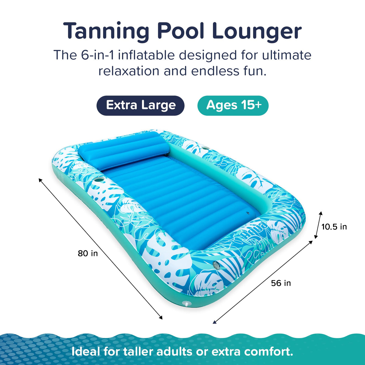 Removable pillow provides plush neck support for relaxed poolside lounging.