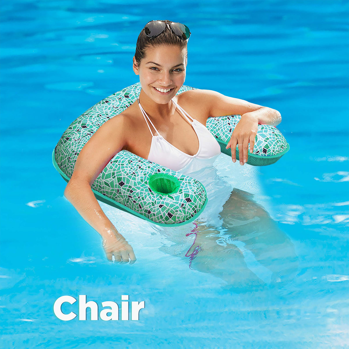 Aqua LEISURE soft-cool-weave fabric closeup highlights comfortable pool lounging.