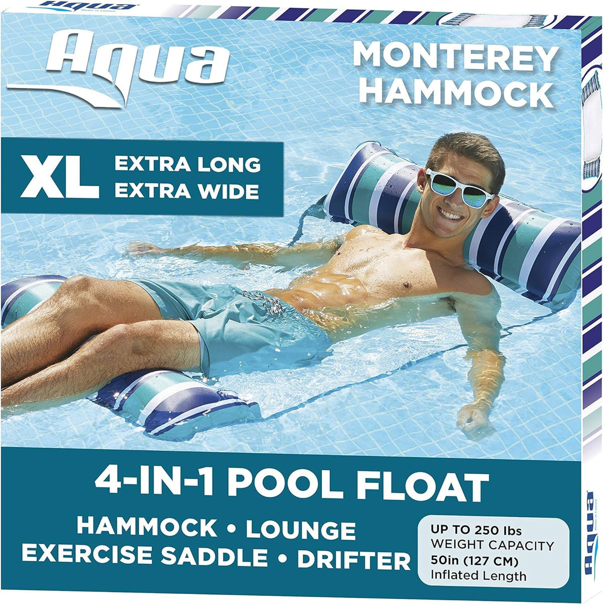 Aqua Original Teal and Navy stripe adds stylish poolside flair.