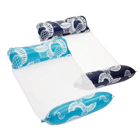 Aqua LEISURE Waterlife 4-in-1 hammock 2-pack in navy and light blue for versatile pool lounging.