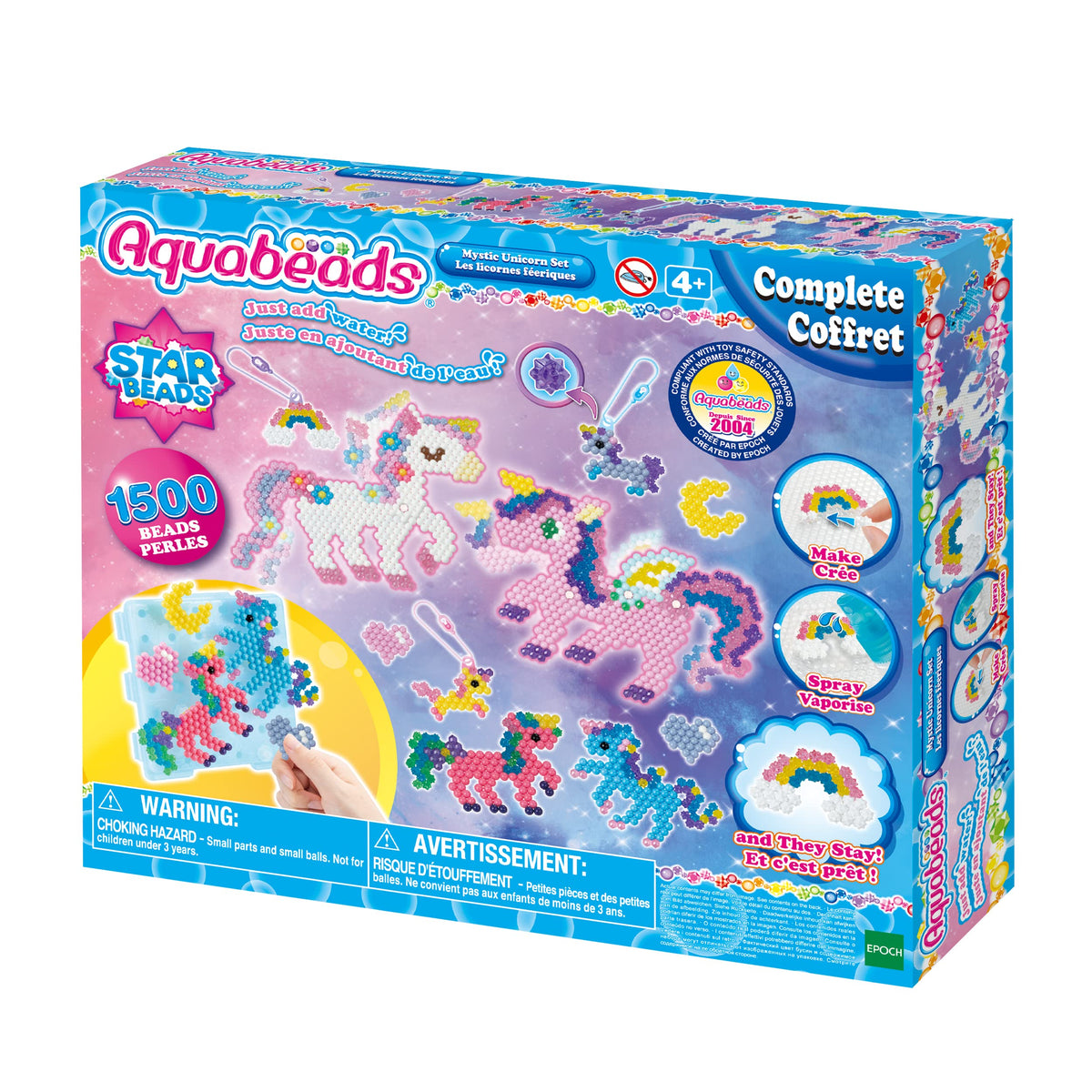 Aquabeads Mystic Unicorn set beads array showing vibrant colors for imaginative bead crafting
