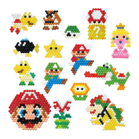Aquabeads Mario figures showcase ready-to-display character scenes.