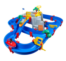 AquaPlay Mountain Lake water playset shows expansive canals for imaginative play and outdoor learning