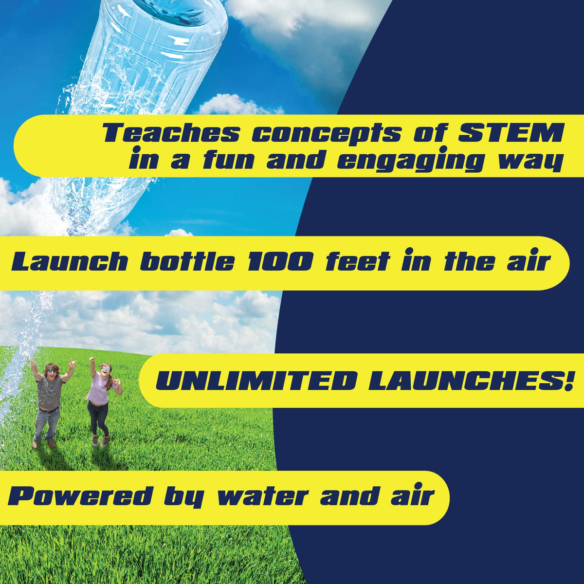 Aquapod Kids learning STEM through hands-on bottle launcher activity.