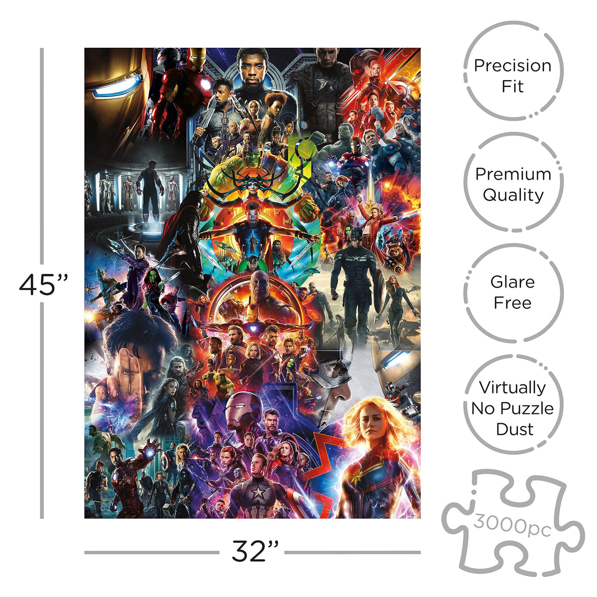 Glare-free thick paper highlights vibrant MCU artwork.