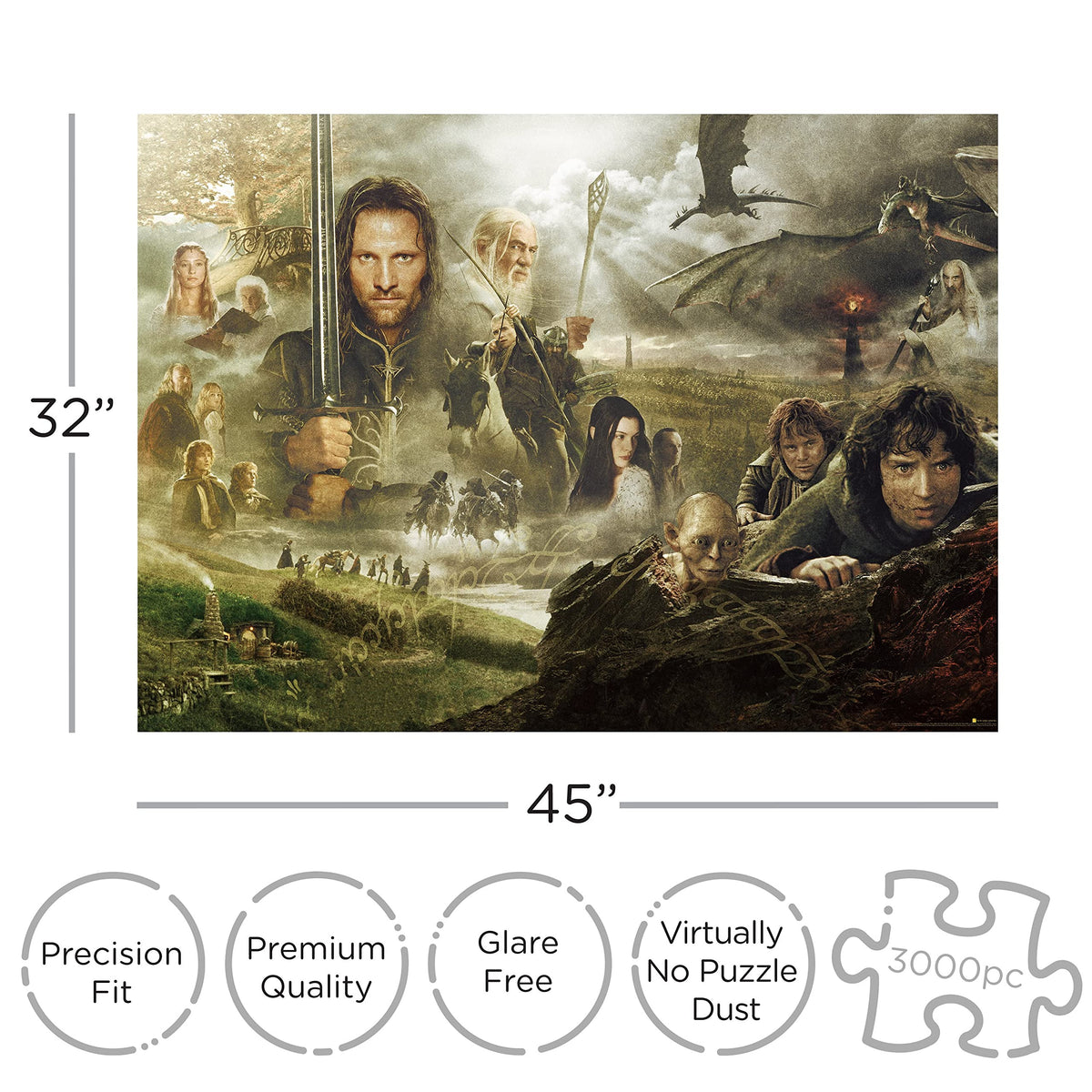 AQUARIUS Lord of the Rings 3000-piece complete scene puzzle immersive building experience.