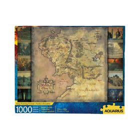 Aquarius Lord of the Rings map puzzle front box, official licensed merchandise for collectors.