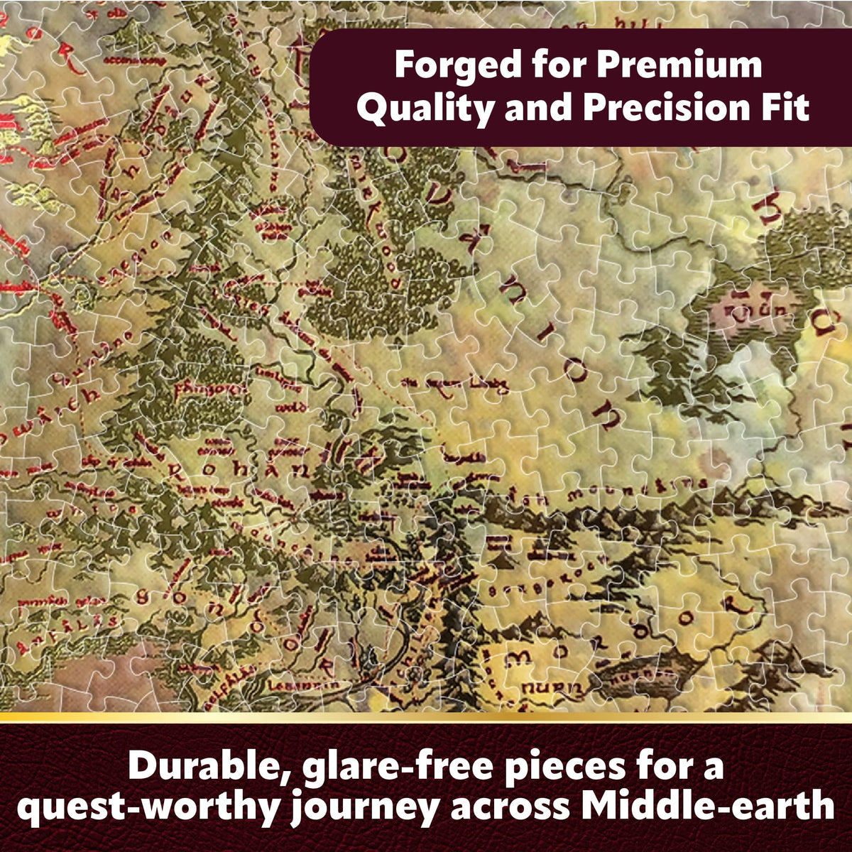 Aquarius middle-earth map puzzle shows shimmering foil and intricate lines.