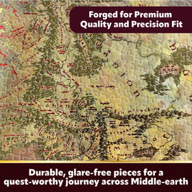 Aquarius middle-earth map puzzle shows shimmering foil and intricate lines.