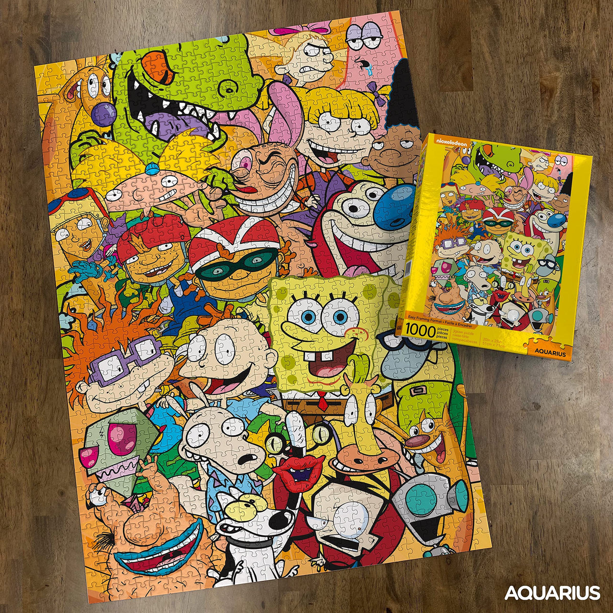 AQUARIUS Nickelodeon Cast puzzle completed 20x28 inches; impressive wall ready art after solving