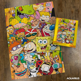 AQUARIUS Nickelodeon Cast puzzle completed 20x28 inches; impressive wall ready art after solving