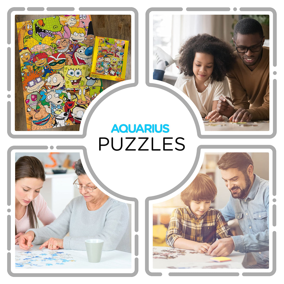AQUARIUS Nickelodeon Cast puzzle pieces inside bag; keeps pieces secure during solving