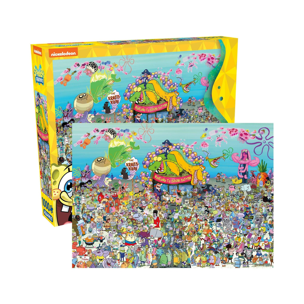 Aquarius Spongebob 25th Anniversary puzzle: 1000 pieces for immersive Bikini Bottom fun.