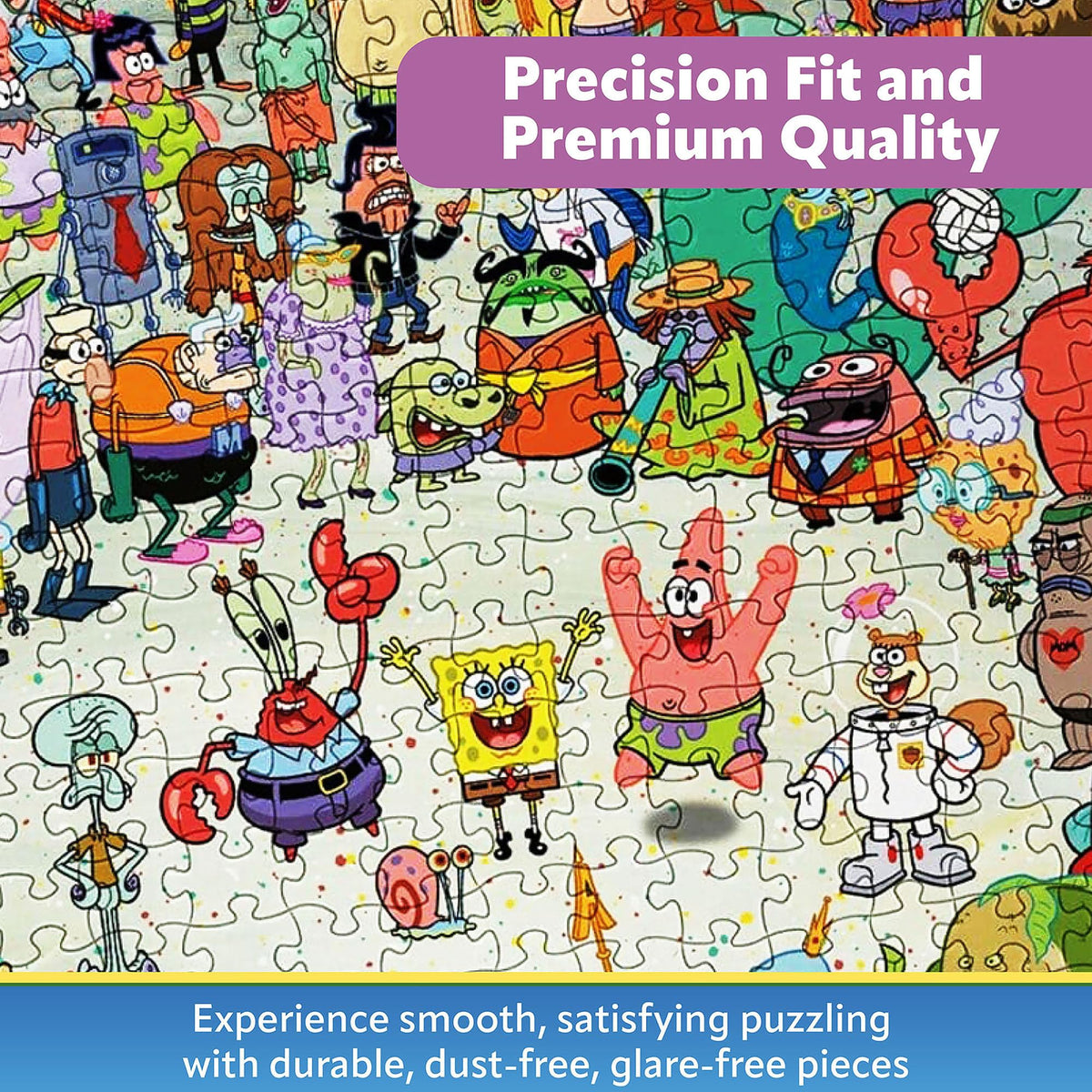 Aquarius SpongeBob completed 20x28 inch puzzle displayed proudly.