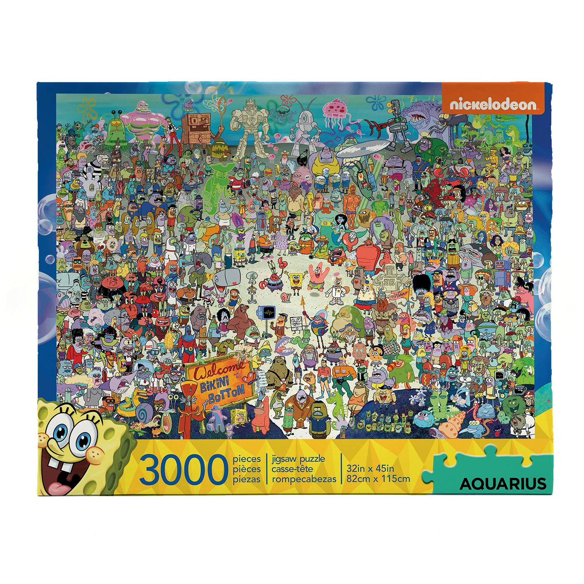 AQUIARIUS SpongeBob puzzle crowd scene—a colorful 3000-piece challenge for family puzzle night