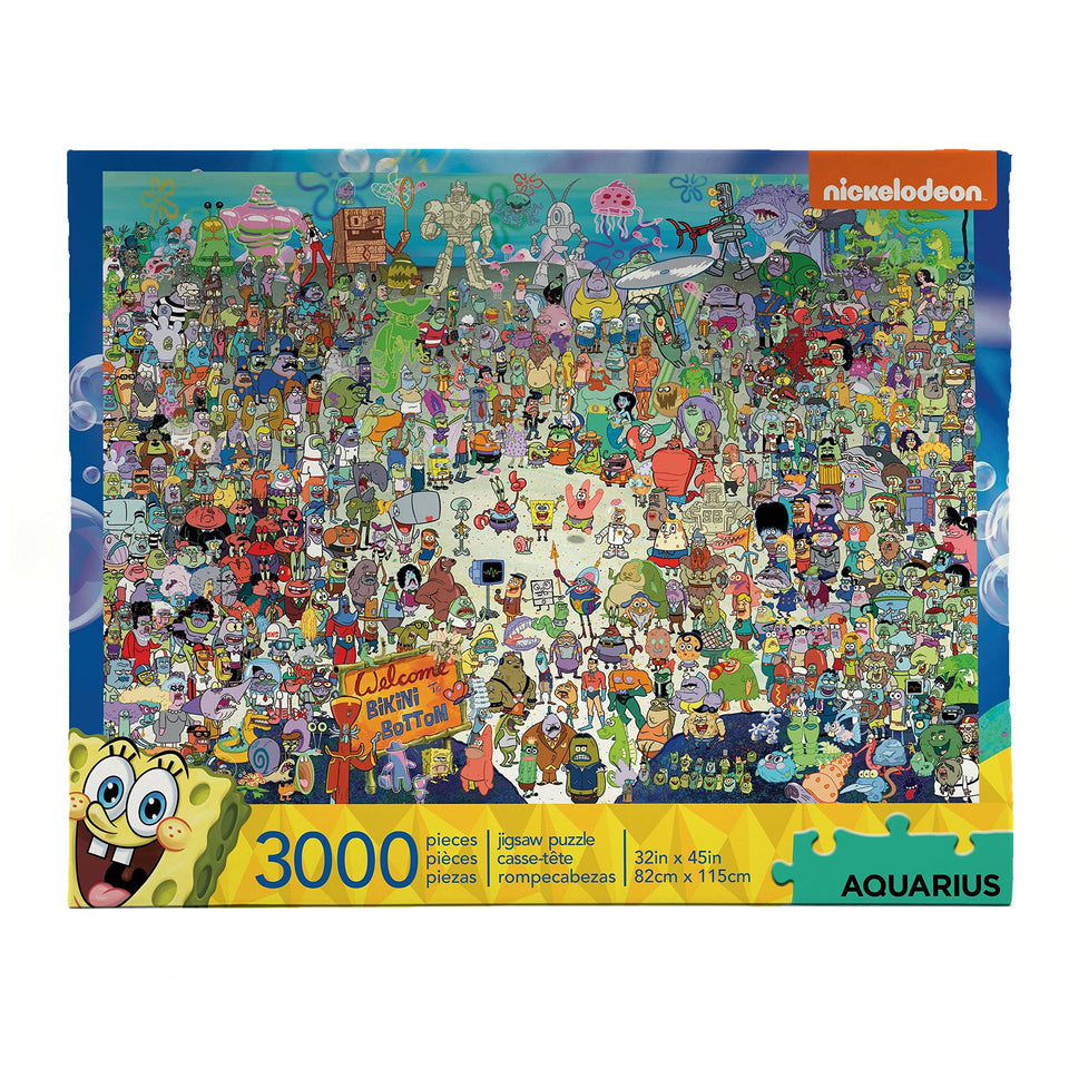 AQUIARIUS SpongeBob puzzle crowd scene—a colorful 3000-piece challenge for family puzzle night